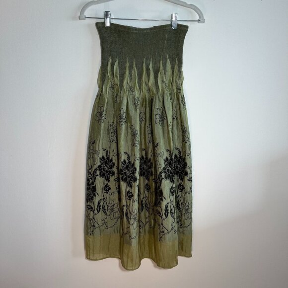 Lapis for Anthropologie Boho Smocked Dress or Skirt, Olive, One Size - Picture 1 of 5